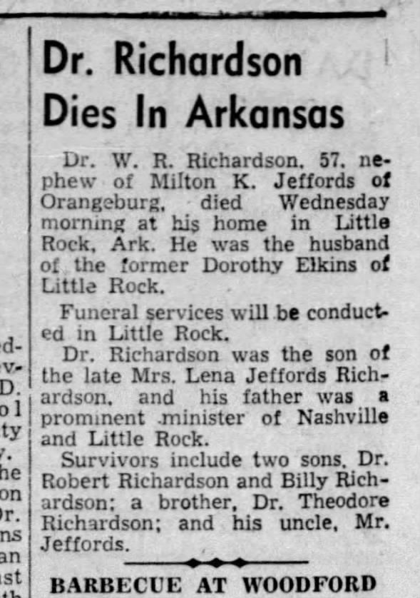 W R Richardson obit
